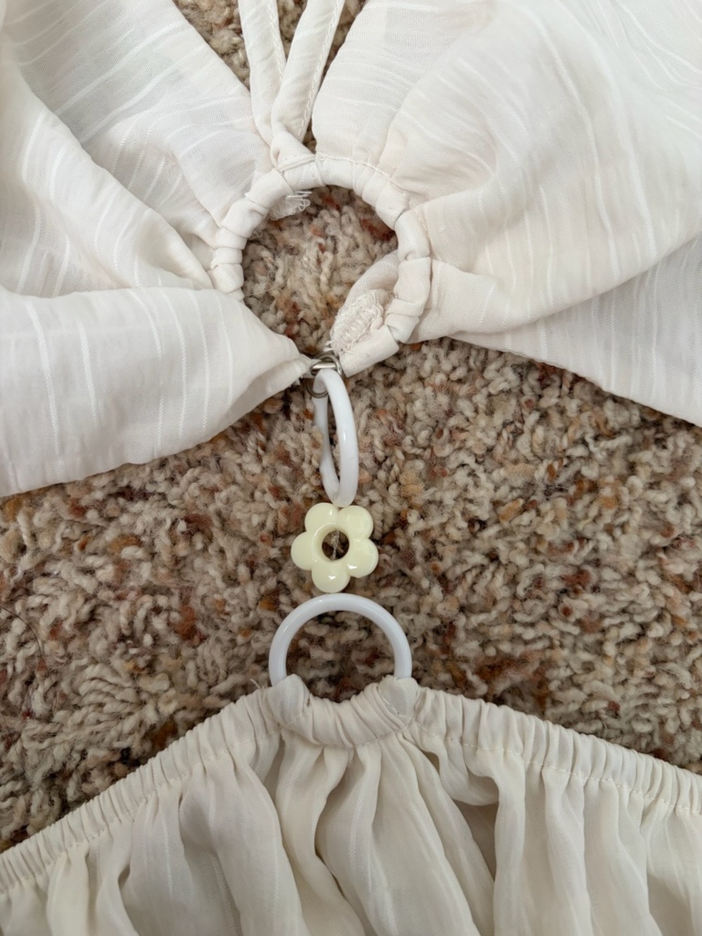 Small Flowy White/Cream Halter Top Tie Back Dress - Picture 3 of 4
